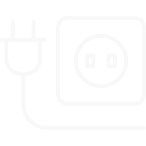 Electrical outlet and plug icon, symbolizing temporary equipment and power rentals.